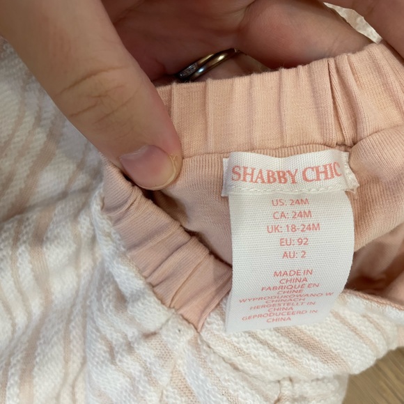 2pc Shabby Chic baby girls romper & sun hat peach/pink and white 24m - Picture 3 of 3
